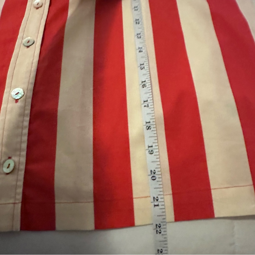 Tracy Reese Red and Cream Vertical Stripe Button-Down Top - Picture 15 of 16